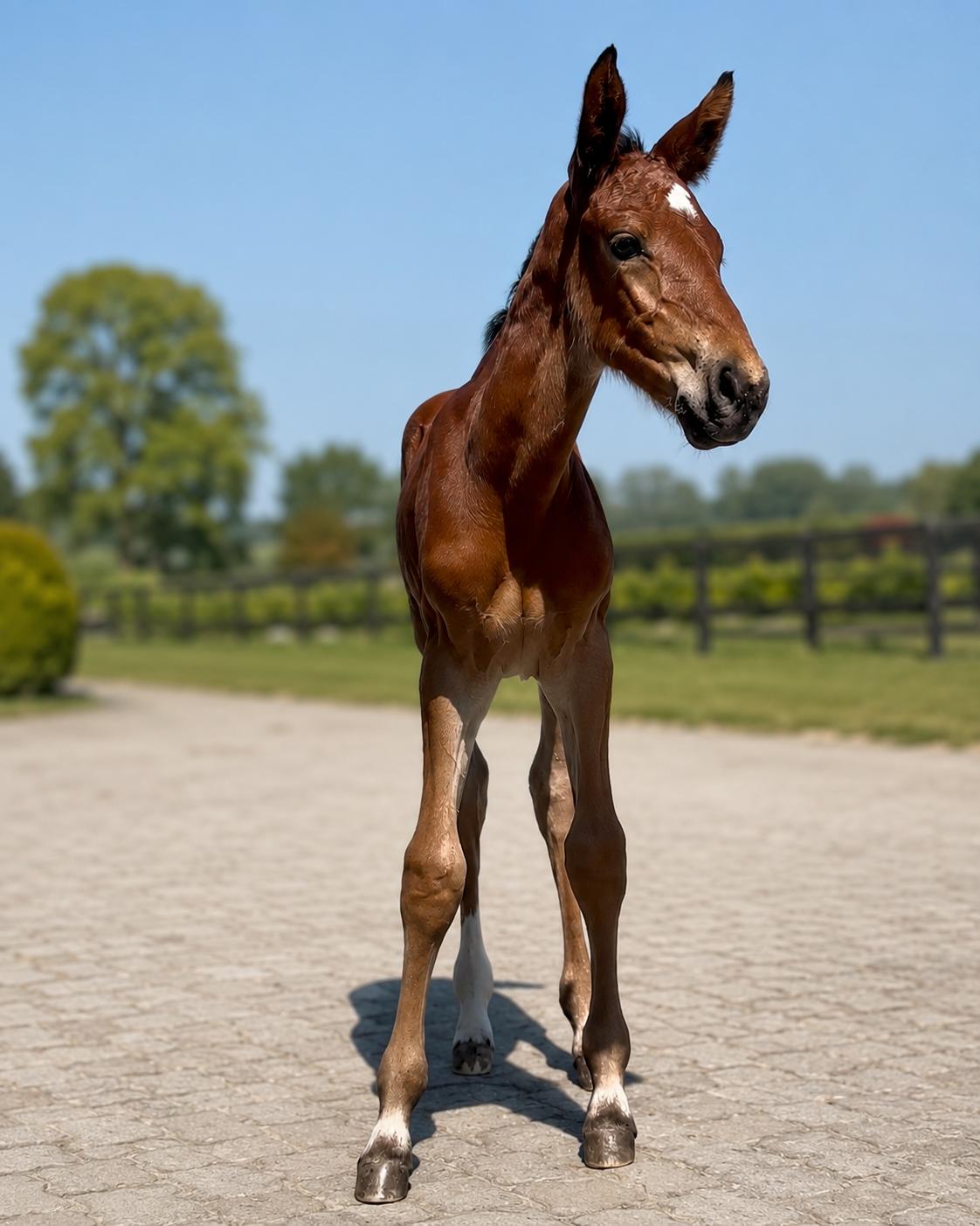 Bay foal by Comme il Faut