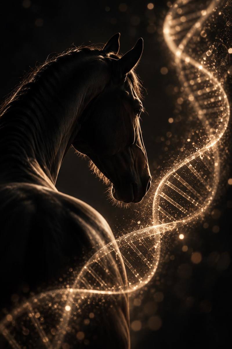 DNA-Strang mit Pferd